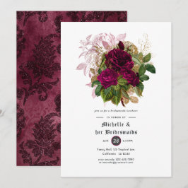 Blush Burgundy Gold Shabby Bridesmaids Luncheon Einladung