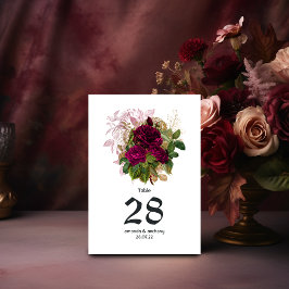 Blush Burgundy Gold Shabby Wedding Tischnummer