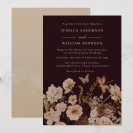 Blush & Burgundy Hochzeit im Herbst Einladung