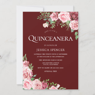 Blush & Burgundy Party Quinceanera laden Einladung