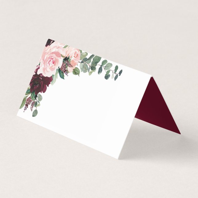 Blush Burgundy-Platzkarten Visitenkarten (Vorderseite)