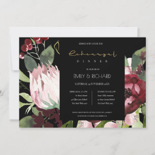 BLUSH BURGUNDY PROTEA FLORA PROBE DINNER EINLADUNG