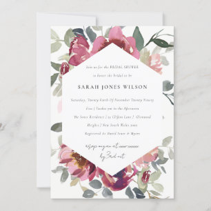 BLUSH BURGUNDY ROSE FLORAL BRAUTPARTY EINLADEN DANKESKARTE