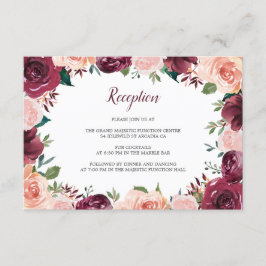 Blush Burgundy Rose Hochzeitsempfang Begleitkarte