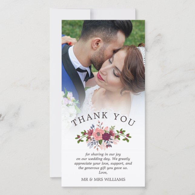 Blush & Burgundy Wedding Danke Foto (Vorderseite)