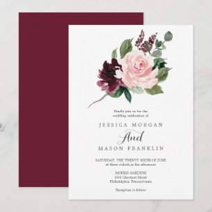 Blush Burgundy Wedding Einladung