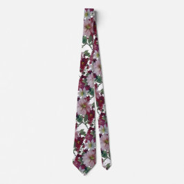 Blush Burgundy White Floral Wedding Krawatte