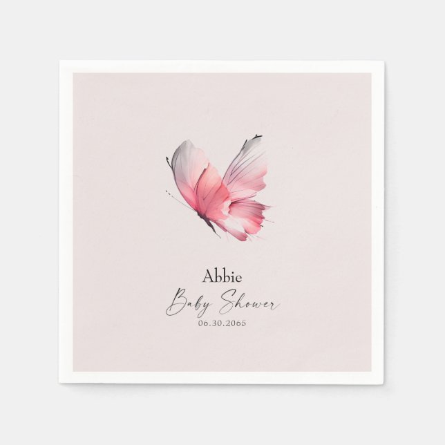 Blush Butterfly Baby Dusche Serviette (Vorderseite)