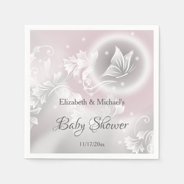Blush Butterfly Phantasy Girl Baby Dusche Serviette (Vorderseite)