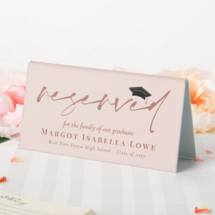Blush Calligraphy Abschluss vorbehalten Tischaufsteller