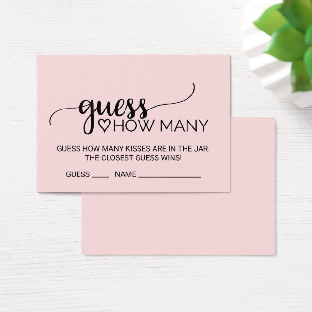 Blush Calligraphy Guess Wie viele Kisses Game Card (Schreibtisch)