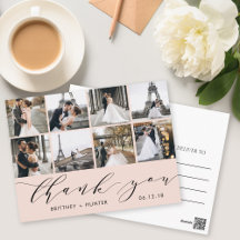 Blush Calligraphy Script Foto Danke, Postcard