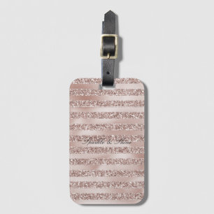 Blush Champagne Pink Glitzer Glam Streifen  Gepäckanhänger
