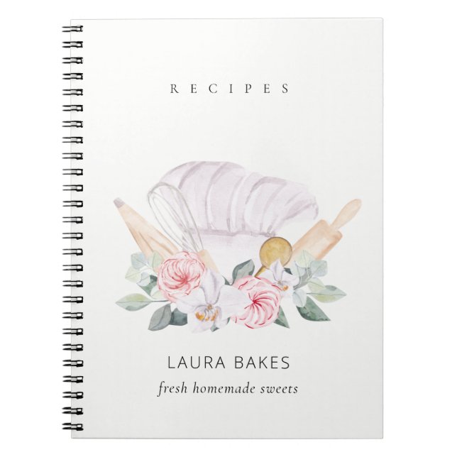 Blush Chef Casquette livre de cuisine Floral Rolle (Devant)
