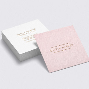 Blush Chic  Minimaler Lederausblick Quadratische Visitenkarte