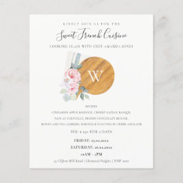 Blush Chopping Board Blumengebäck Kochen Klasse Flyer