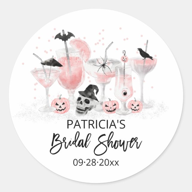 Blush Cocktails Halloween-Brautparty Runder Aufkleber (Vorderseite)
