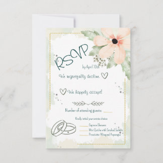 Blush Coneflower Watercolor Florals RSVP Karte