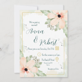Blush Coneflower Watercolor Florals Wedding Einladung