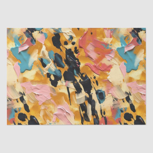 Blush Coral Aqua Gold Abstrakt Seidenpapier (Vorderseite)