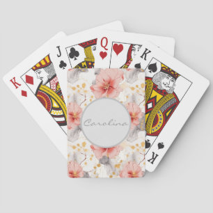 Blush Coral Grau Floral Spielkarten