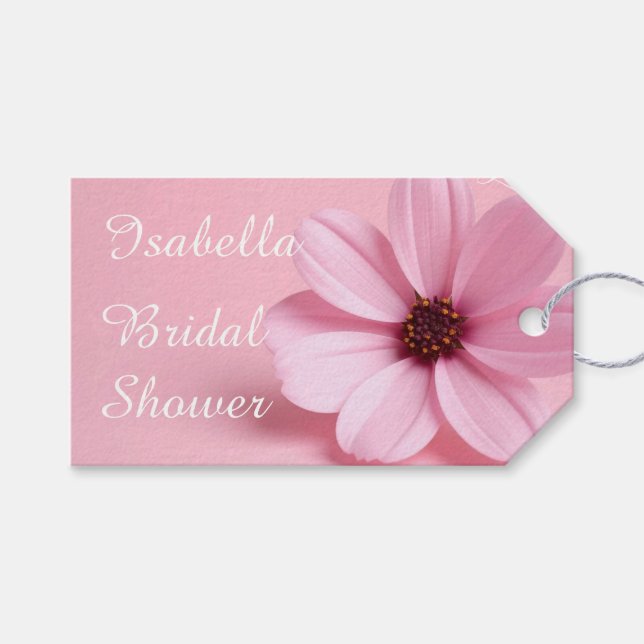 Blush Cosmos Floral Hochzeitsfeier Script Design  Geschenkanhänger (Vorderseite (Horizontal))