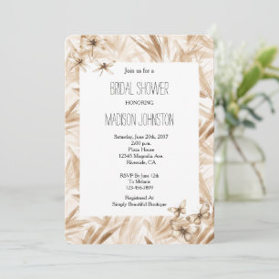 Blush Cream Butterflies Dragonflies Brautparty Einladung