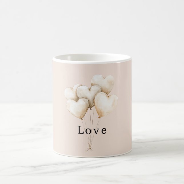 Blush Cream Hearts Balloons Love Kaffeetasse (Mittel)
