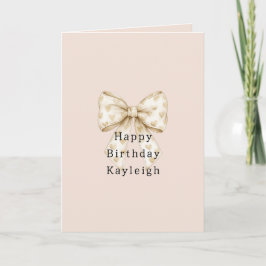 Blush Cream Hearts Bows Birthday Karte