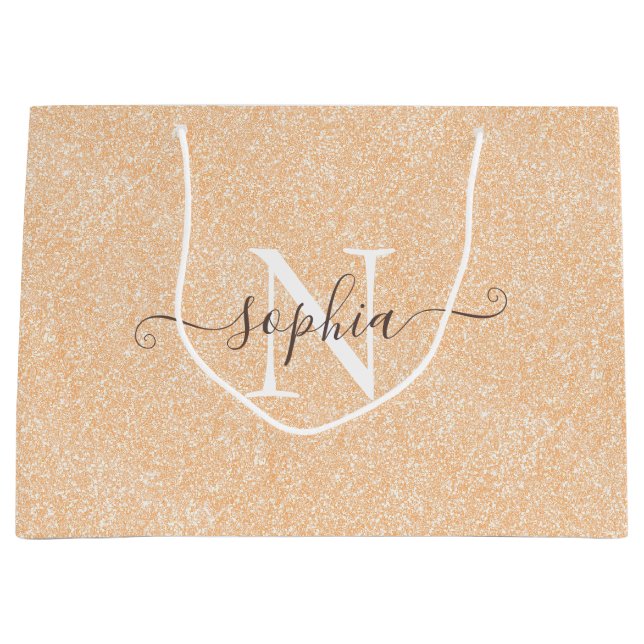 Blush Cream Pink-Glitzer individuell angepasst Große Geschenktüte (Vorderseite)
