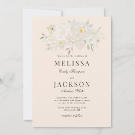 Blush Cream Watercolor Rose Hochzeitsfeiern Einladung