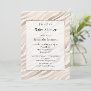 Blush Cream Zebra Animal Print Baby Dusche Einladung