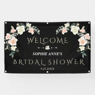 Blush Creme Bloral Brautparty Begrüßungszeichen Banner