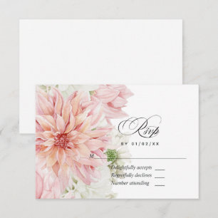 Blush Dahlias Floral Wedding RSVP Card Karte