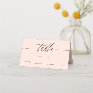 Blush Delicate Calligrafy Names & Wedding Date Platzkarte