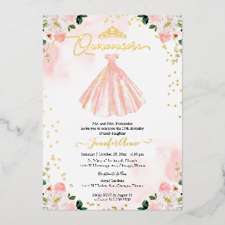 Blush Dress Quinceanera Folieneinladung