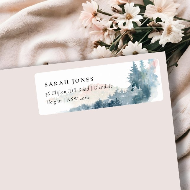 BLUSH DUSKY BLUE BERGE PINE ADDRESS ETIKETT (Von Creator hochgeladen)