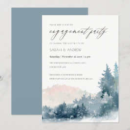 BLUSH DUSKY BLUE BERGE PINE VERLOBUNG INVITE DANKESKARTE