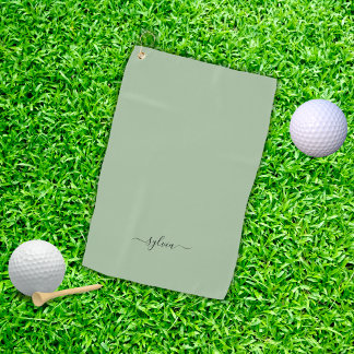 Blush Dusty Green Modern Girly Monogram Name Golfhandtuch