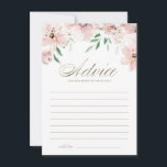 Blush Dusty Pink Blume Brautparty Hinweiskarte<br><div class="desc">Mit dieser eleganten,  blumengeschmückten Ratenkarte beraten Sie die Braut mit guten Wünschen. Es verfügt über eine Aquarellgarage mit violett-blütenrosa Blume und Grün mit einem eleganten Drehbuch. Personalisieren Sie diese,  indem Sie den Namen der Braut hinzufügen. Diese Rosa-Brautparty-Ratgeber-Karte eignet sich ideal für Frühlings- und Herbstduschen.</div>