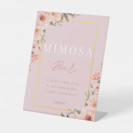 Blush Dusty Pink Blütendusche Mimosa Bar Dusche Ze Sockelschild