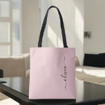 Blush Dusty Pink Girly Script Monogram Modern Tasche<br><div class="desc">Blush Dusty Pink Elegant Fügen Sie Ihren eigenen Namen Monogram Book Bag. Diese Büchertasche kann auf Ihren Vor- und Vornamen angepasst werden und als Geschenk für Weihnachten,  Geburtstag,  Brautparty oder Hochzeit.</div>