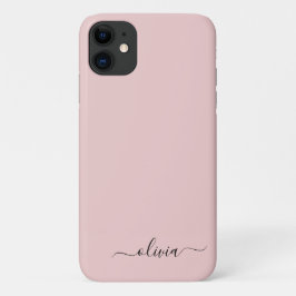 Blush Dusty Pink Girly Script Monogram Name Modern Case-Mate iPhone Hülle