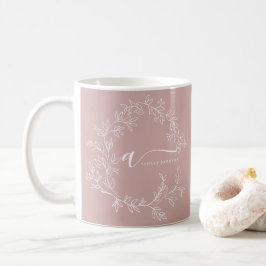 Blush Dusty Pink Girly Script Monogram Name Modern Kaffeetasse
