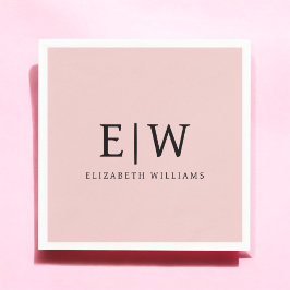 Blush Dusty Pink Girly Script Monogram Name Modern Serviette