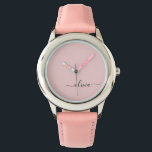 Blush Dusty Pink Modern Script Girl Monogram Name Armbanduhr<br><div class="desc">Blush Dusty Pink einfache Skript Monogram Name Watch. Das macht den perfekten 16 Geburtstag,  Hochzeit,  Brautparty,  Jubiläum,  Babydusche oder Junggeselinnen-Abschied Geschenk für jemanden,  der Lieben glamourösen Luxus und schicke Stile.</div>