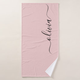 Blush Dusty Pink Modern Script Girl Monogram Name Badehandtuch