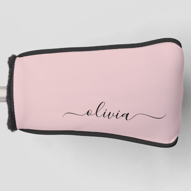 Blush Dusty Pink Modern Script Girl Monogram Name Golf Headcover (Vorderseite)