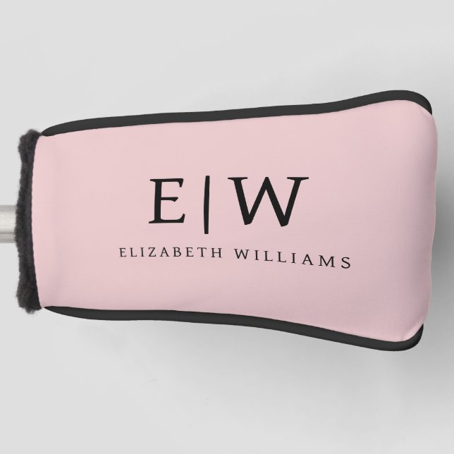 Blush Dusty Pink Modern Script Girl Monogram Name Golf Headcover (Vorderseite)