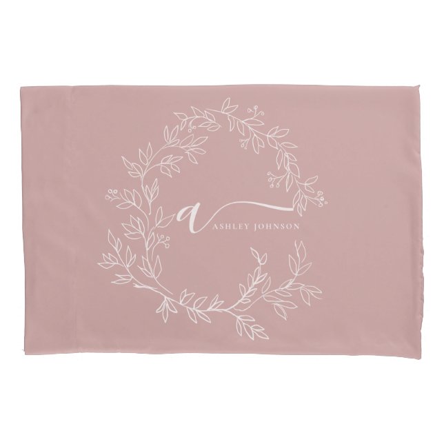Blush Dusty Pink Modern Script Girl Monogram Name Kissenbezug (Vorderseite)